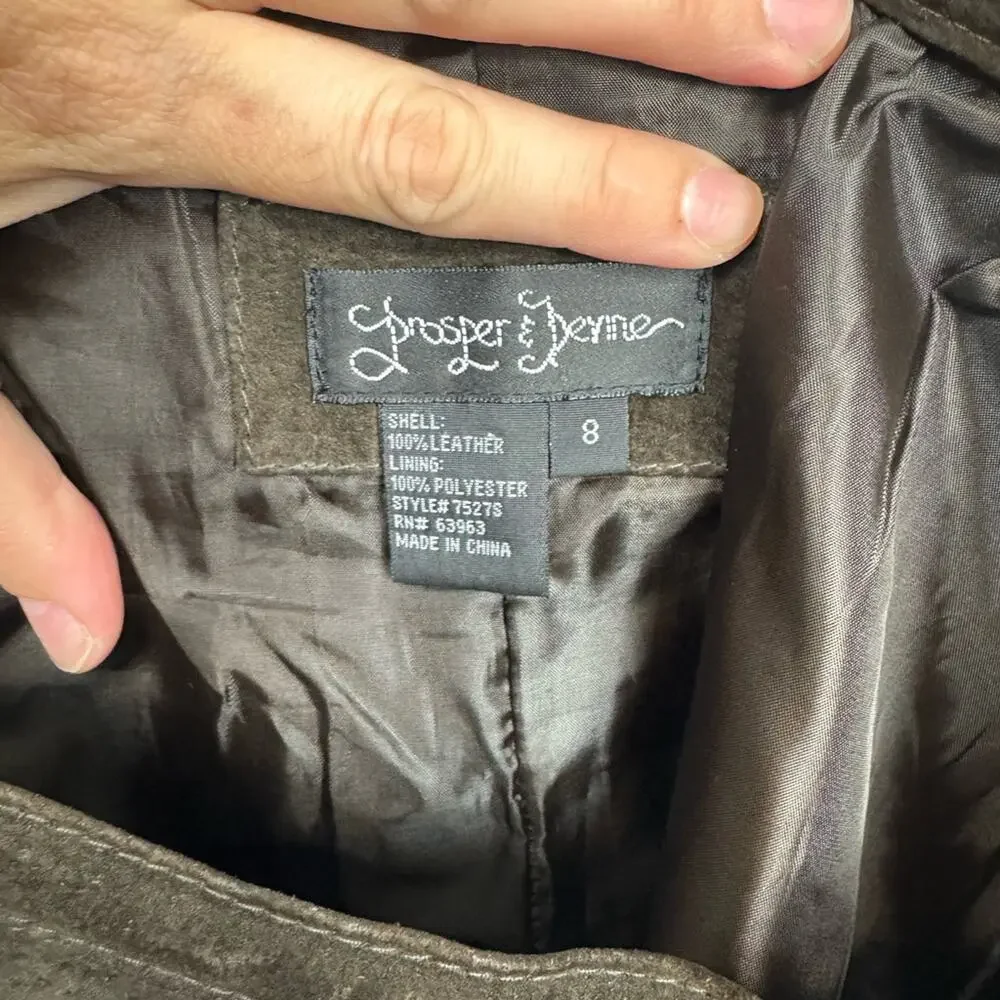Prosper & Devine Vintage Brown Leather Maxi Skirt‎ Size 8
